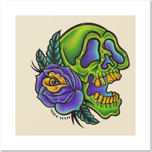 Skull and rose Posters and Art